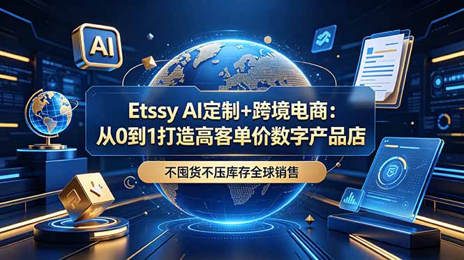 Etsy AI定制+跨境电商：从0到1打造高客单价数字产品店，不囤货不压库存全球销售 - 创享网-创享网