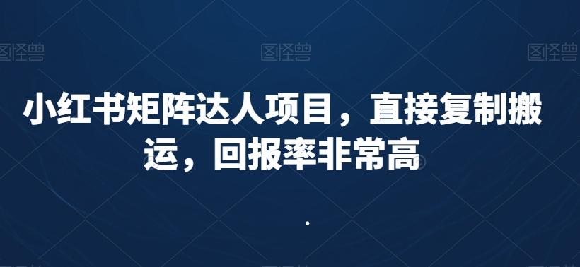 小红书矩阵达人项目，直接复制搬运，回报率非常高 - 创享网-创享网