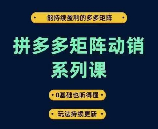 拼多多矩阵动销系列课，能持续盈利的多多矩阵，0基础也听得懂，玩法持续更新 - 创享网-创享网