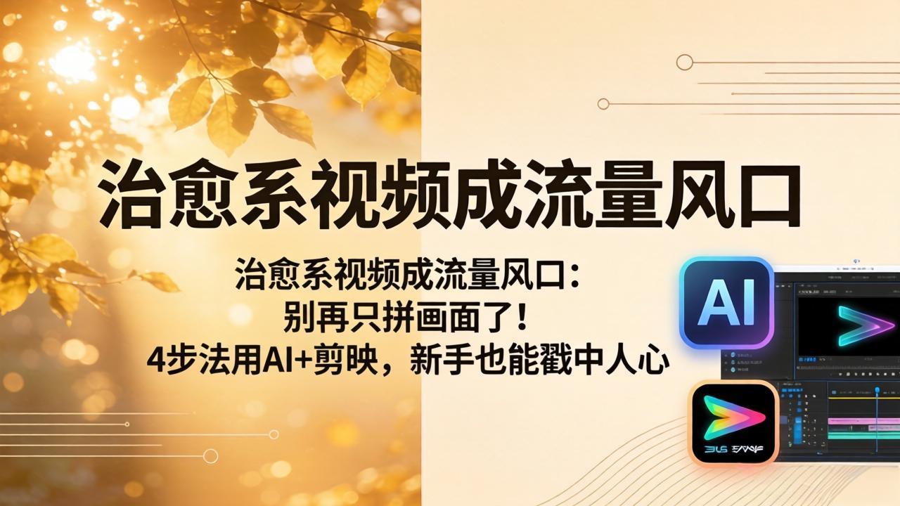 治愈系视频成流量风口：别再只拼画面了！4步法用AI+剪映，新手也能戳中人心 - 创享网-创享网