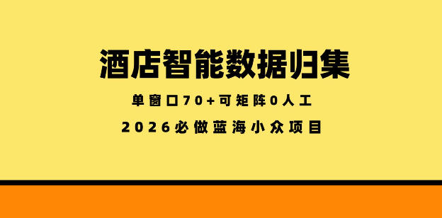 酒店智能数据归集，小众蓝海已经稳定半年之久，单窗口70+零成本矩阵开干【揭秘】 - 创享网-创享网
