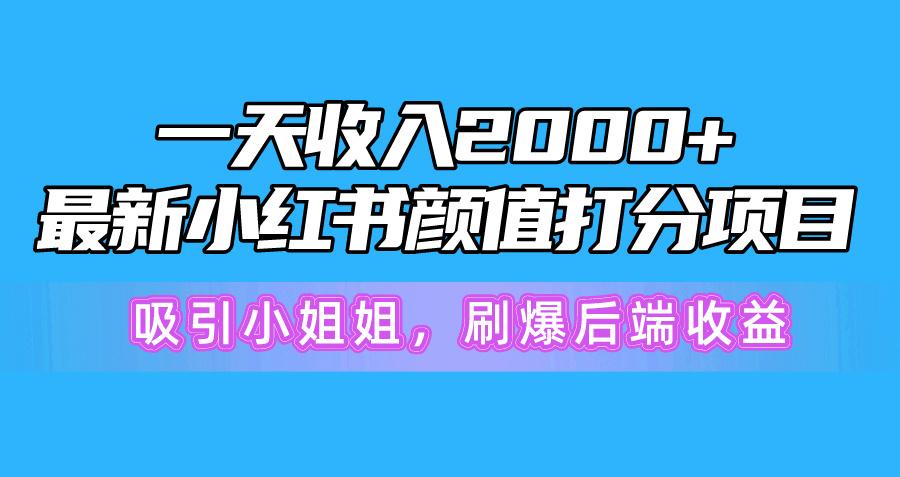 一天收入2000+，最新小红书颜值打分项目，吸引小姐姐，刷爆后端收益 - 创享网-创享网