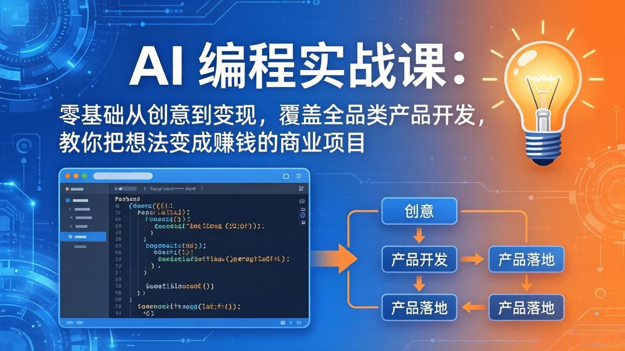 AI编程实战课-第三期-5月3更新：零基础从创意到变现，覆盖全品类产品开发，把想法变成赚钱项目-创享网