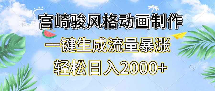 宫崎骏风格动画制作，一键生成流量暴涨，轻松日入2000+ - 创享网-创享网