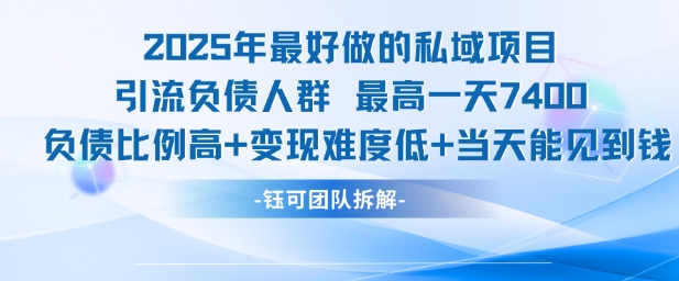 2025年最好做的私域项目，引流负债人群，最高一天变现7.4k，人群占比高，变现难度低，当天就能见到钱 - 创享网-创享网