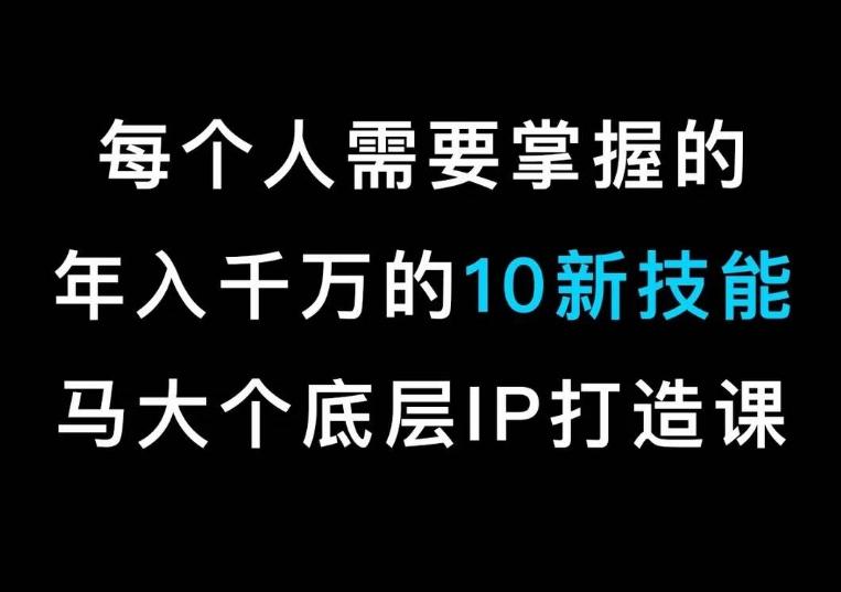 马大个的IP底层逻辑课，​每个人需要掌握的年入千万的10新技能，约会底层IP打造方法！ - 创享网-创享网