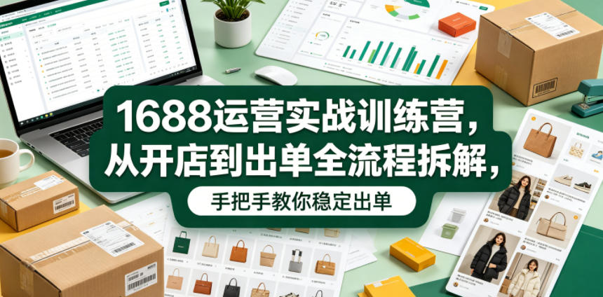 1688运营实战训练营，从开店到出单全流程拆解，手把手教你稳定出单(更新0620)-创享网