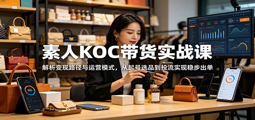 素人KOC带货实战课：解析变现路径与运营模式，从起号选品到投流实现稳步出单-创享网