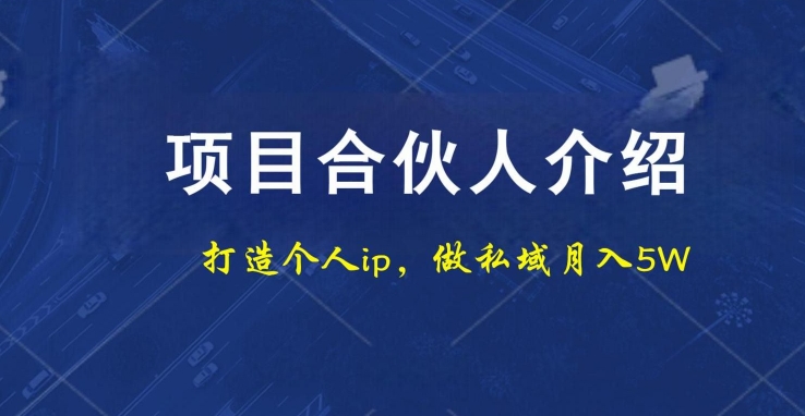 项目合伙人项目，打造个人IP，做私域月入5W，小白勿扰 - 创享网-创享网
