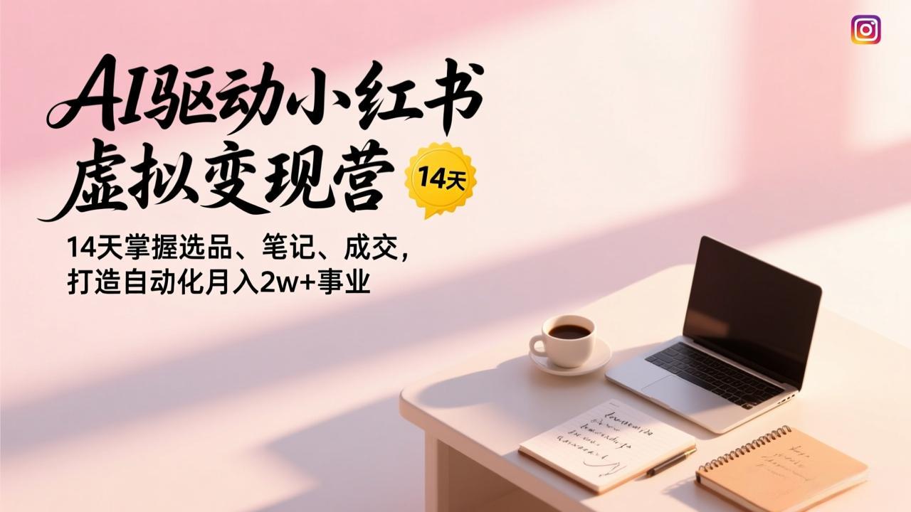 AI驱动小红书虚拟变现营，14天掌握选品、笔记、成交，打造自动化月入2w+事业-创享网