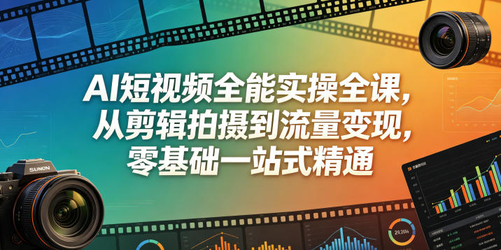 AI短视频全能实操全课，从剪辑拍摄到流量变现，零基础一站式精通-创享网