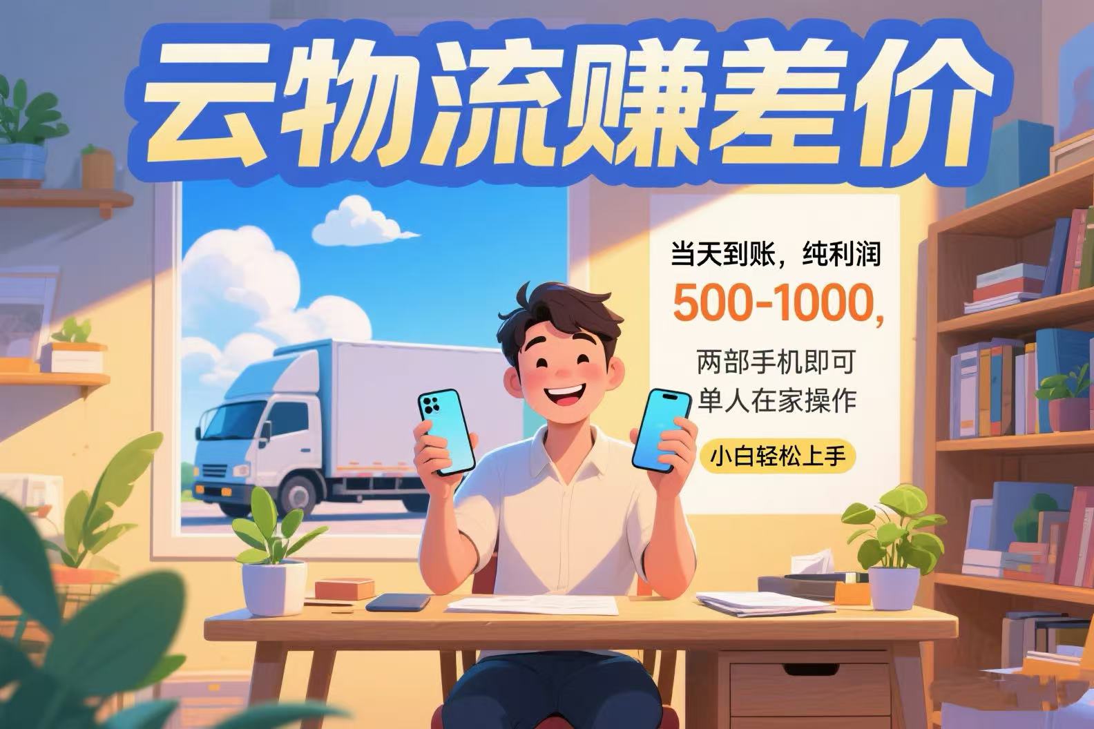 云物流赚差价 当天到账纯利润500-1000 两部手机即可 可单人在家操作 小… - 创享网-创享网