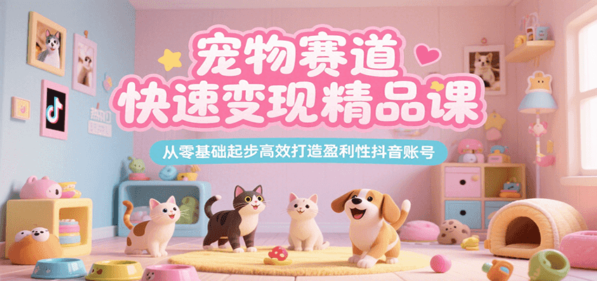 宠物赛道快速变现精品课，从零基础起步高效打造盈利性抖音账号 - 创享网-创享网