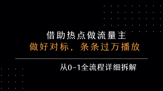 借力热点，乘顺风车玩流量主，条条过万播放， 每月收益5k+，从0-1全流程详细拆解 - 创享网-创享网