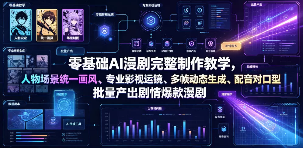零基础AI漫剧完整制作教学｜统一画风+专业影视运镜+多帧动态+配音对口型，批量产出高变现剧情爆款漫剧-创享网