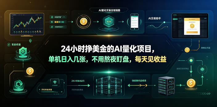 24小时挣美金的AI量化项目，单机日入几十美刀，不用熬夜盯盘，每天见收益【揭秘】 - 创享网-创享网