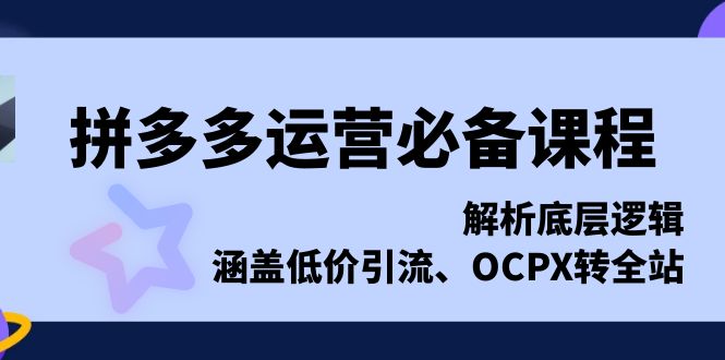拼多多运营必备课程，解析底层逻辑，涵盖低价引流、OCPX转全站 - 创享网-创享网
