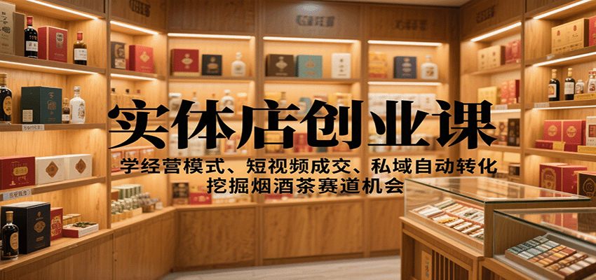实体店创业课:学经营模式、短视频成交、私域自动转化,挖掘烟酒茶赛道机会-创享网