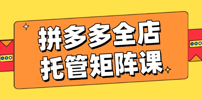 拼多多全店托管矩阵课，盈利动销玩法，高效计划设置，提升店铺效益 - 创享网-创享网