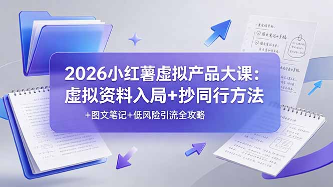 2026小红薯虚拟产品大课：虚拟资料入局+抄同行方法+图文笔记+低风险引流全攻略-创享网