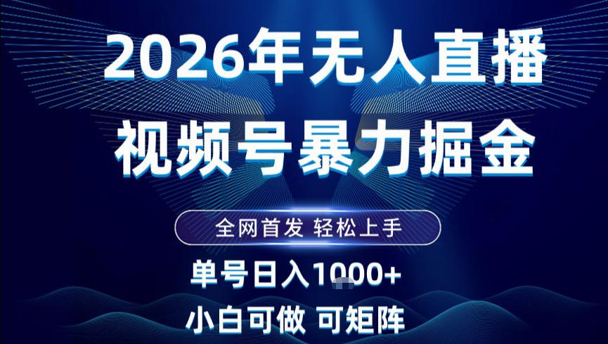 2026最新视频号无人直播掘金，全网首发，小白可以玩，长期稳定日入1k+【揭秘】-创享网