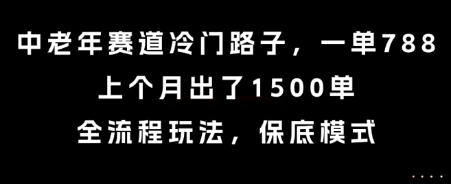 中老年赛道冷门路子，一单788，上个月出了1500单，全流程玩法，保底模式【揭秘】 - 创享网-创享网