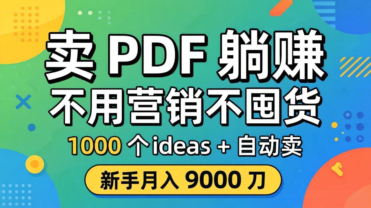 卖 PDF 躺赚？不用营销不囤货，1000 个 ideas + 自动卖，新手月入 9000 刀【原创双语字幕】-创享网