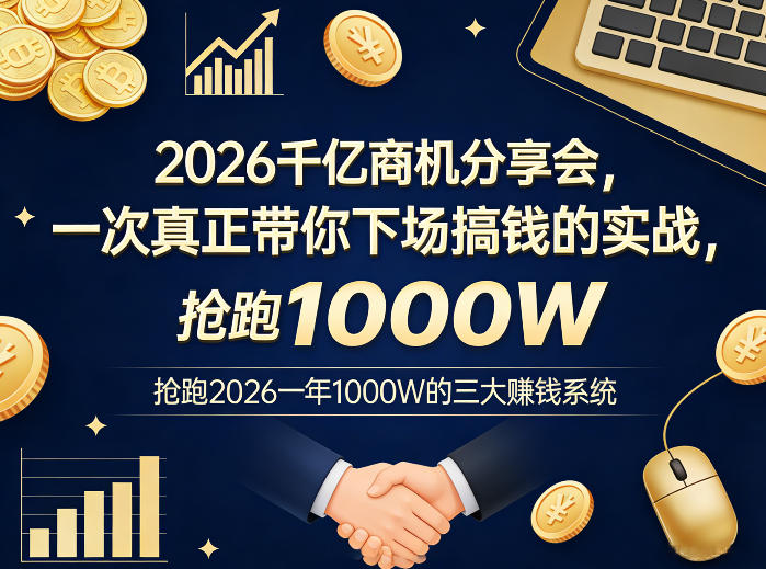 2026千亿商机分享会，一次真正带你下场搞钱的实战，抢跑2026一年1000W的三大賺钱系统-创享网