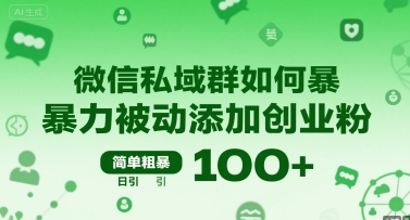 微信私域群如何暴力被动添加创业粉，简单粗暴，日引100+ - 创享网-创享网