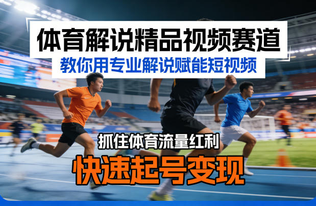 体育解说精品视频赛道，教你用专业解说赋能短视频，抓住体育流量红利，快速起号变现-创享网