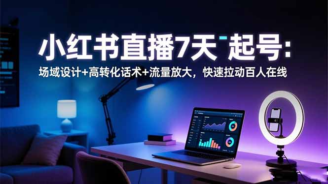 小红书直播7天起号：场域设计+高转化话术+流量放大，快速拉动百人在线-创享网