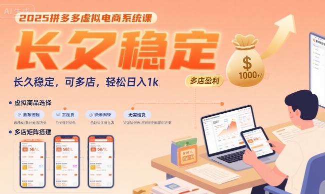 2025拼多多虚拟电商系统课，长久稳定，可多店，轻松日入1k - 创享网-创享网