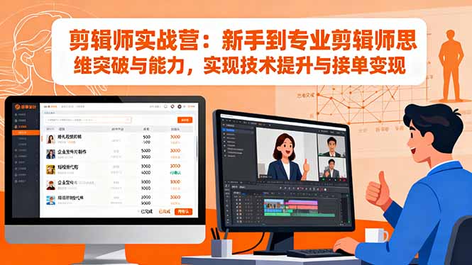 剪辑师实战营:新手到专业剪辑师思维突破与能力,实现技术提升与接单变现-创享网