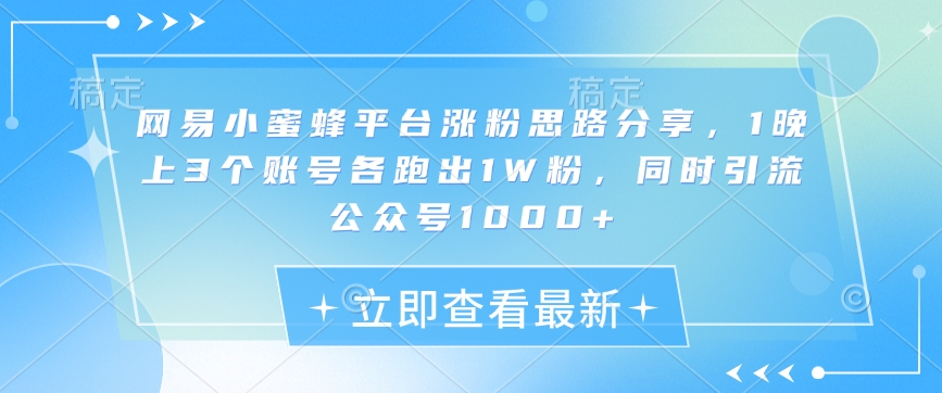 网易小蜜蜂平台涨粉思路分享，1晚上3个账号各跑出1W粉，同时引流公众号1000+ - 创享网-创享网