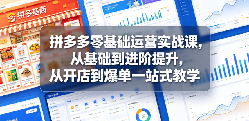 拼多多零基础运营实战课，从基础到进阶提升，从开店到爆单一站式教学-创享网