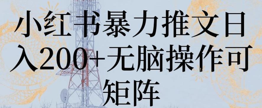 小红书暴力推文日入200+无脑操作可矩阵【揭秘】 - 创享网-创享网