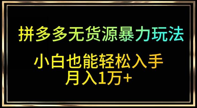 拼多多无货源暴力玩法，全程干货，小白也能轻松入手，月入1万+【揭秘】 - 创享网-创享网