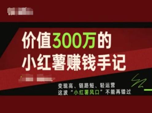 价值300万的小红书赚钱手记，变现高、链路短、轻运营，这波“小红薯风口”不能再错过 - 创享网-创享网