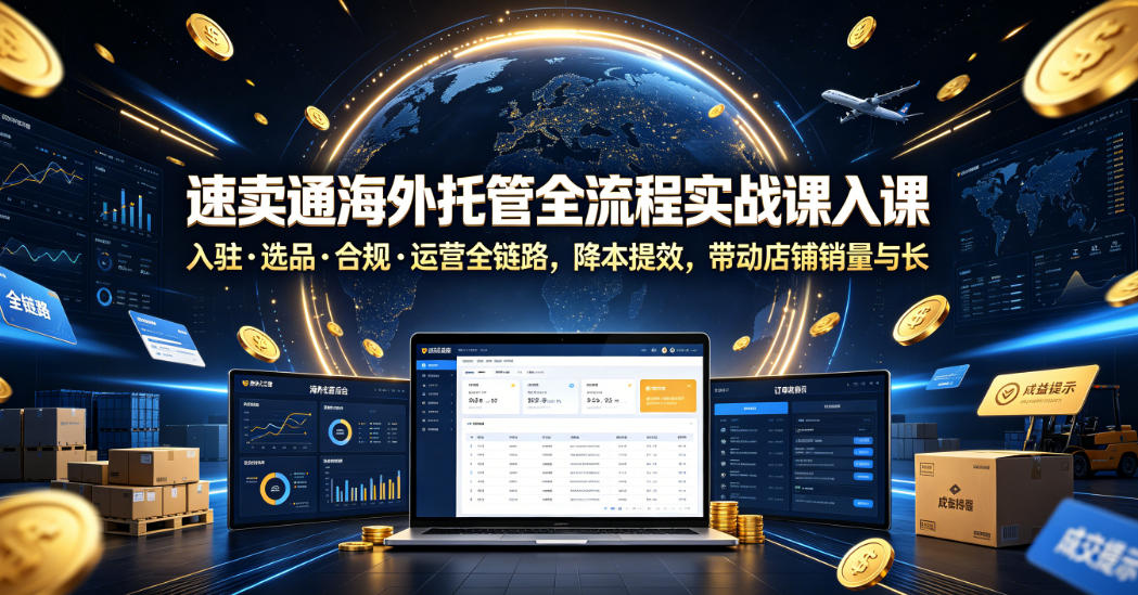 速卖通海外托管全流程实战课入驻・选品・合规・运营全链路，降本提效，带动店铺销量与收益增长-创享网