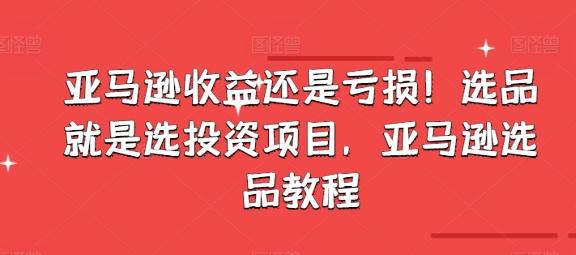亚马逊收益还是亏损！选品就是选投资项目，亚马逊选品教程 - 创享网-创享网