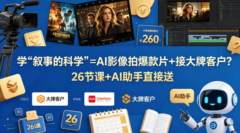学《叙事的科学》=AI影像拍爆款片+接大牌客户？26节课+AI助手直接送【原创双语字幕】 - 创享网-创享网