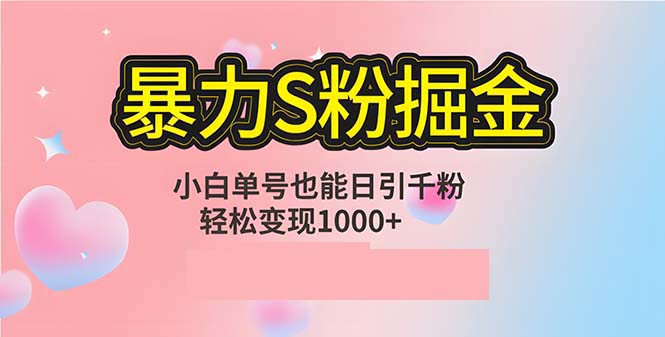 单人单机日引千粉，变现1000+，S粉流量掘金计划攻略 - 创享网-创享网