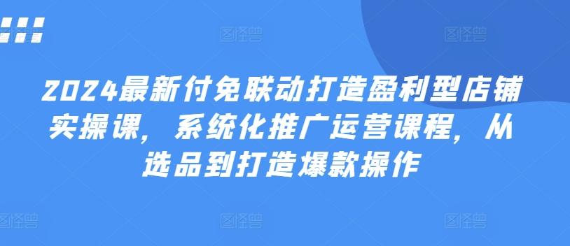 2024最新付免联动打造盈利型店铺实操课，​系统化推广运营课程，从选品到打造爆款操作 - 创享网-创享网