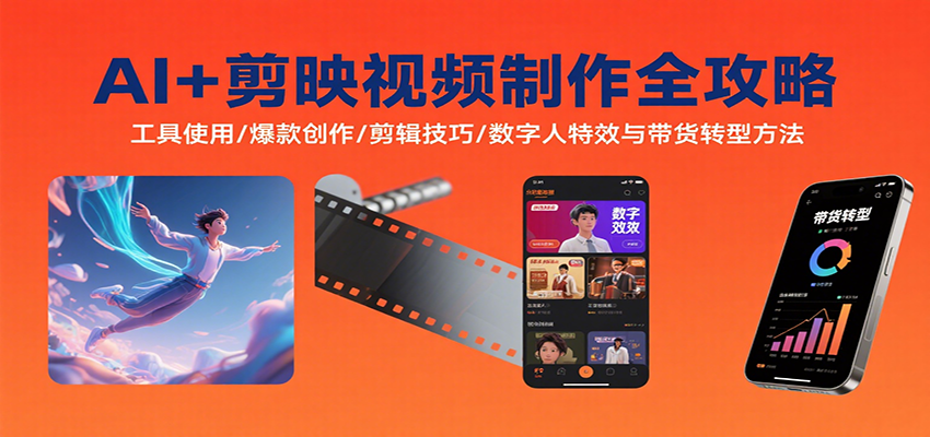 AI+剪映视频制作全攻略：工具使用/爆款创作/剪辑技巧/数字人特效与带货转型方法 - 创享网-创享网