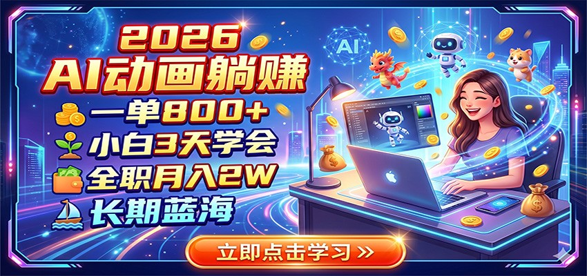 2026 AI动画躺赚：一单800+，小白3天学会，全职月入2W，长期蓝海 - 创享网-创享网