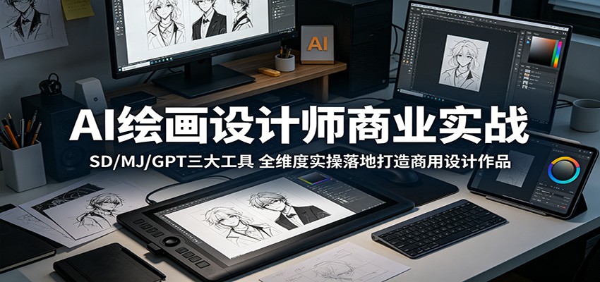 AI绘画设计师商业实战：SD/MJ/GPT三大工具，全维度实操落地打造商用设计作品-创享网