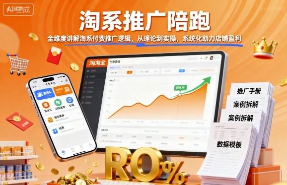 淘系推广陪跑，全维度讲解淘系付费推广逻辑，从理论到实操，系统化助力店铺盈利 - 创享网-创享网