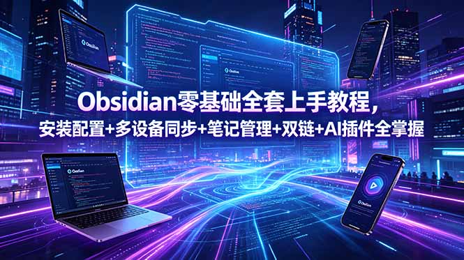 Obsidian零基础全套上手教程，安装配置+多设备同步+笔记管理+双链+AI插件全掌握-创享网