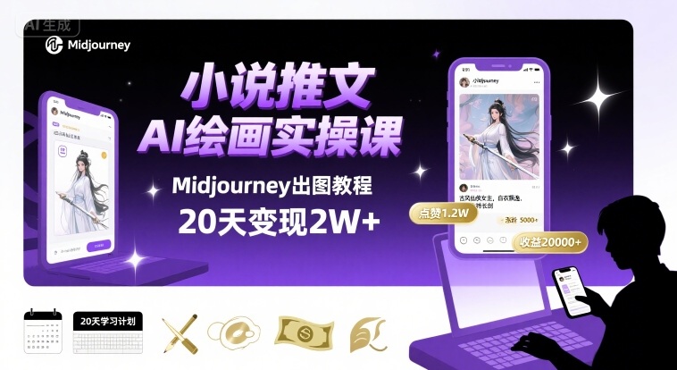 小说推文干货分享之AI绘画MJ出图实操课，用Midjourney做小说推文，20天挣2w - 创享网-创享网