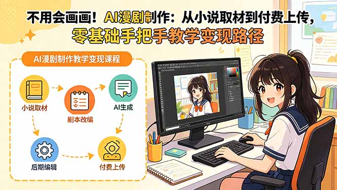 不用会画画！AI漫剧制作：从小说取材到付费上传，零基础手把手教学变现路径 - 创享网-创享网